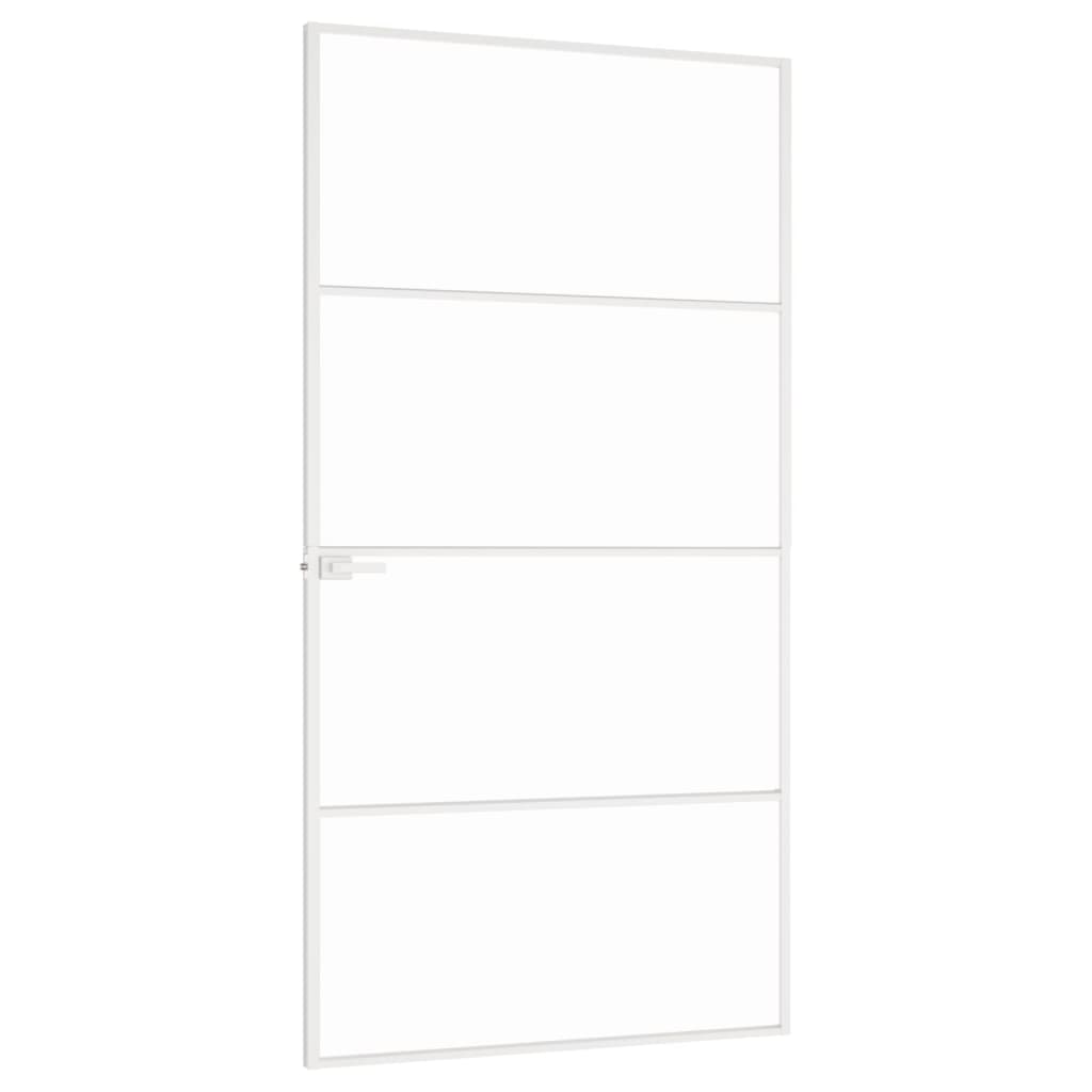 vidaXL Binnendeur 102x201,5 cm gehard glas en aluminium smal wit