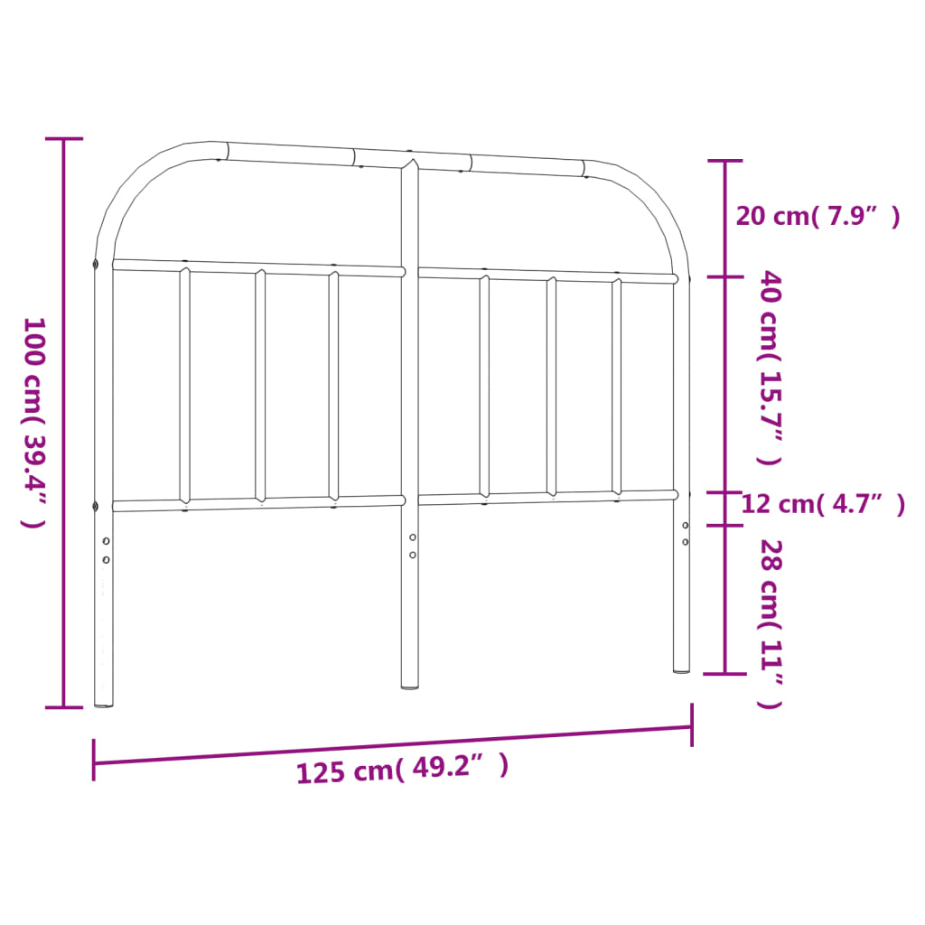 vidaXL Hoofdbord metaal wit 120 cm