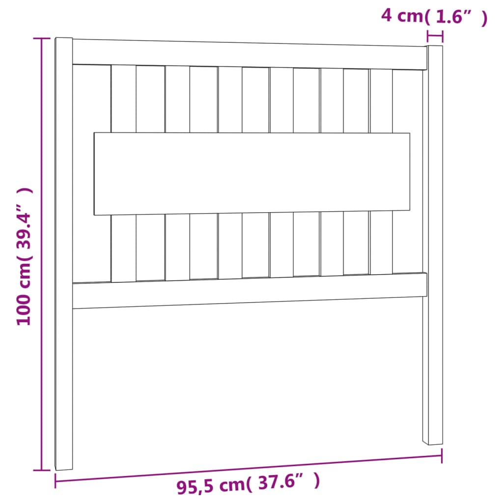 vidaXL Hoofdbord 95,5x4x100 cm massief grenenhout honingbruin