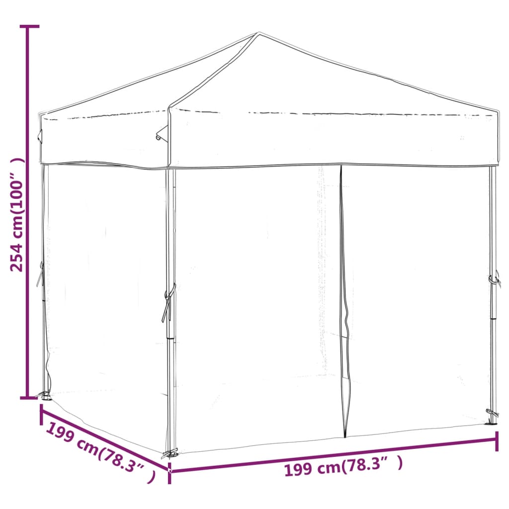 vidaXL Partytent inklapbaar met zijwanden 2x2 m antracietkleurig