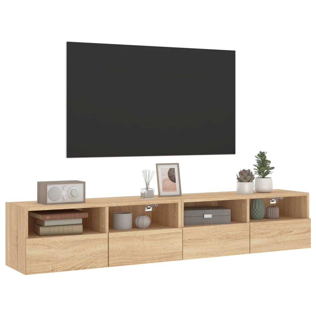 vidaXL Tv-wandmeubels 2 st 80x30x30 cm bewerkt hout sonoma eikenkleur