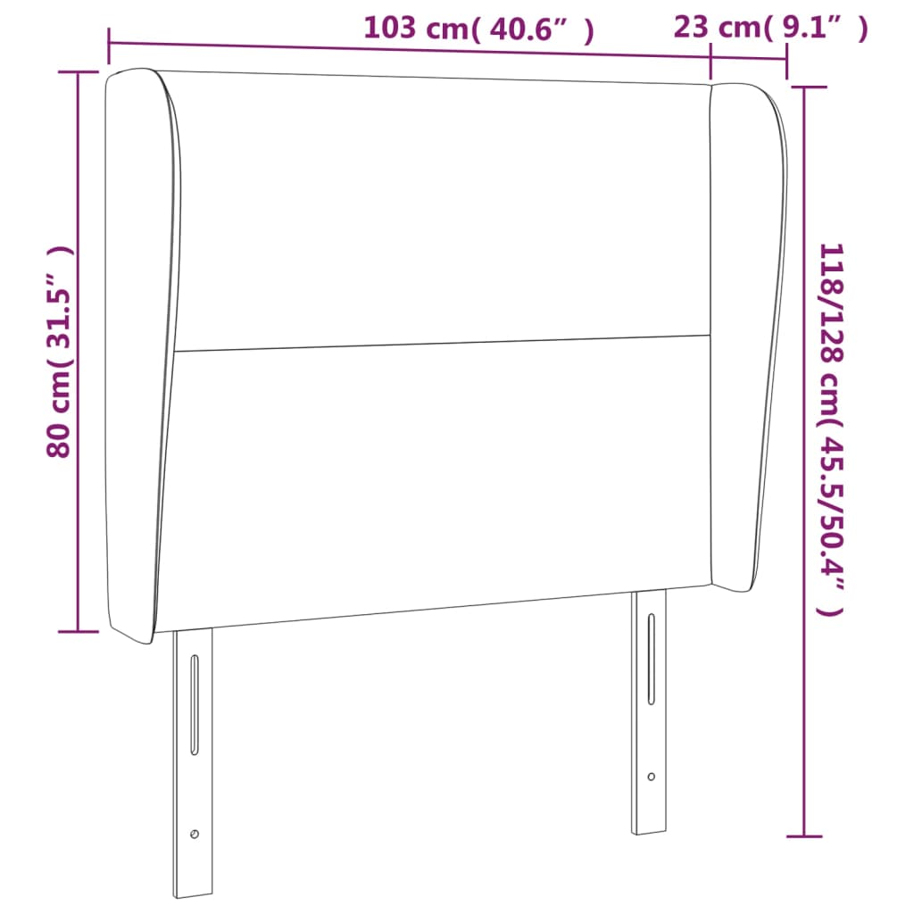 vidaXL Hoofdbord met randen 103x23x118/128 cm fluweel roze