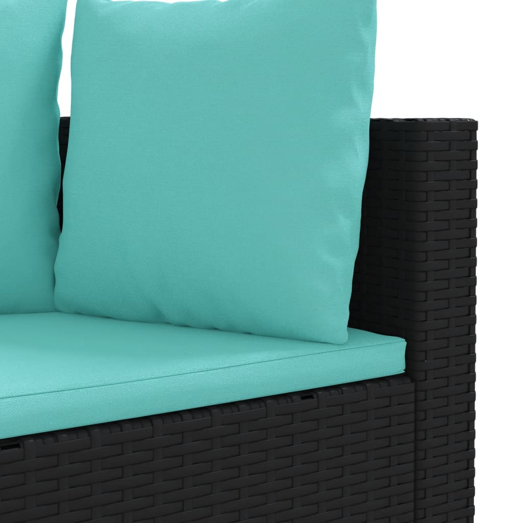 vidaXL 6-delige Loungeset met kussens poly rattan zwart