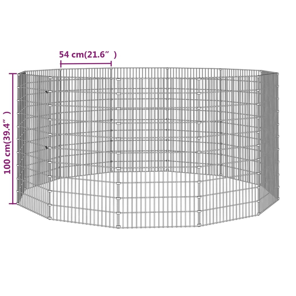 vidaXL Dierenverblijf 12 panelen 54x100 cm gegalvaniseerd ijzer