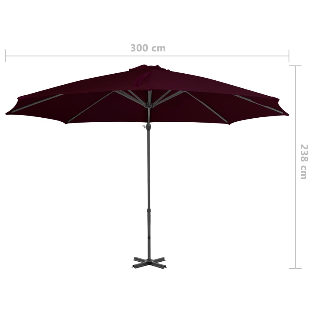 vidaXL Zweefparasol met aluminium paal 300 cm rood