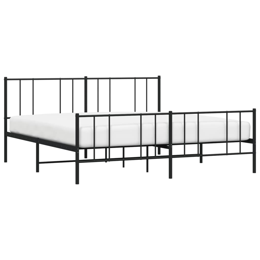 vidaXL Bedframe met voetbord zonder matras metaal zwart 180x200 cm