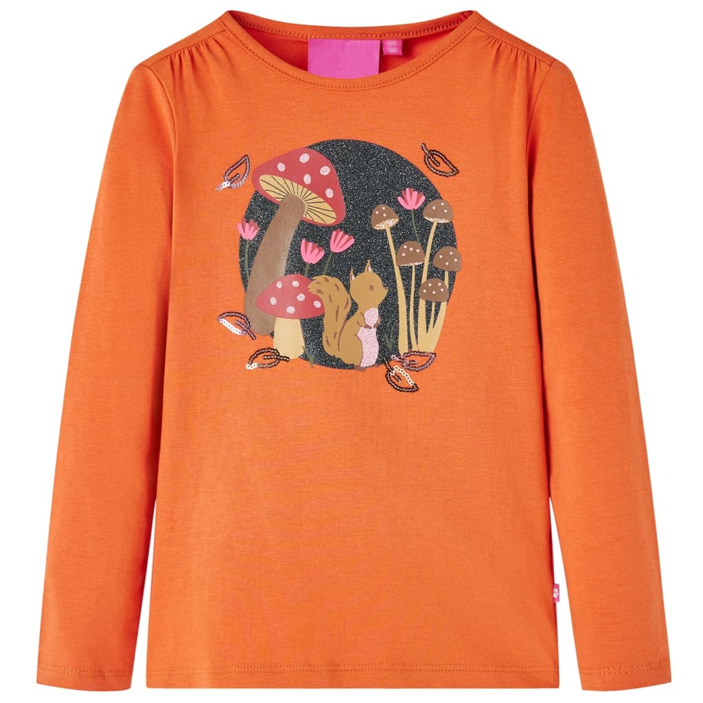 Kindershirt met lange mouwen 128 oranjebruin