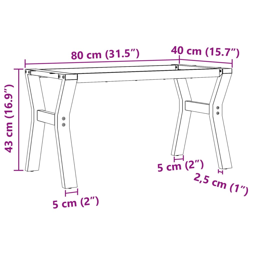 vidaXL Salontafelpoten Y-frame 80x40x43 cm gietijzer