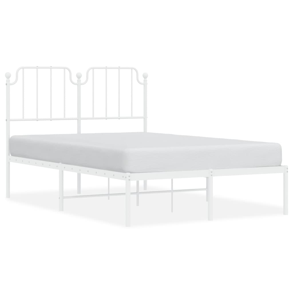 vidaXL Bedframe met hoofdbord metaal wit 120x190 cm