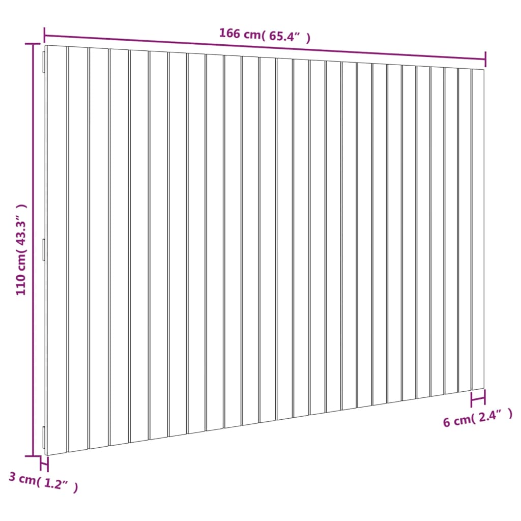 vidaXL Wandhoofdbord 166x3x110 cm massief grenenhout wit