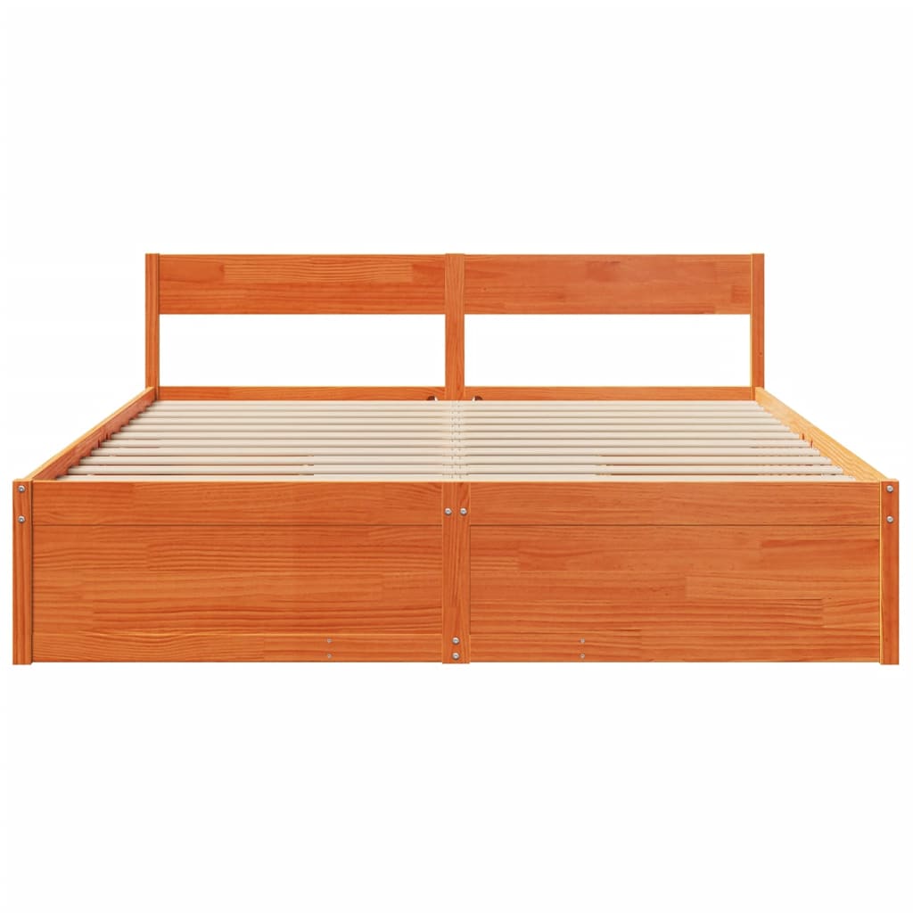 vidaXL Bedframe zonder matras massief grenenhout wasbruin 200x200 cm