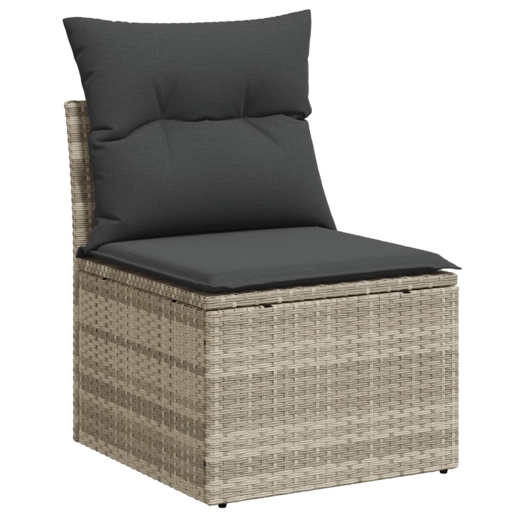 vidaXL 10-delige Loungeset met kussens poly rattan lichtgrijs