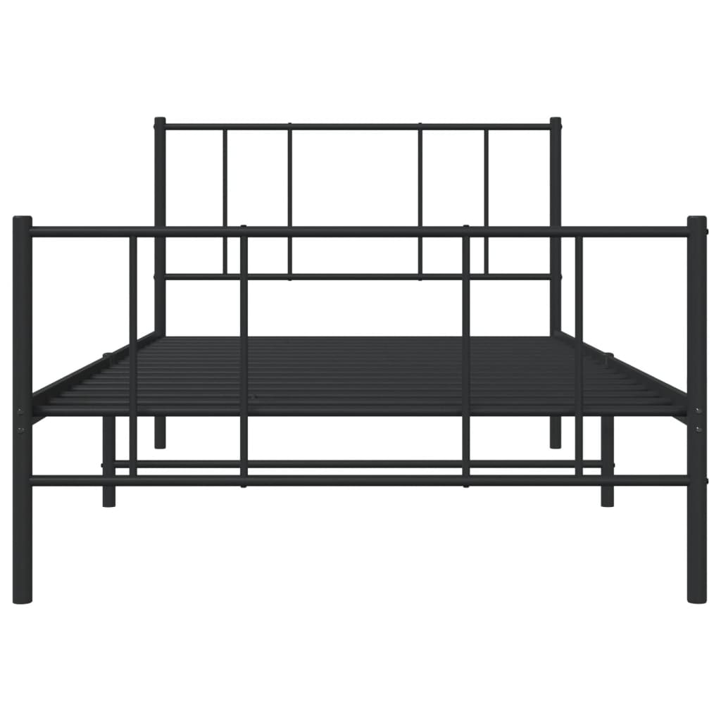 vidaXL Bedframe met hoofd- en voeteneinde metaal zwart 100x200 cm