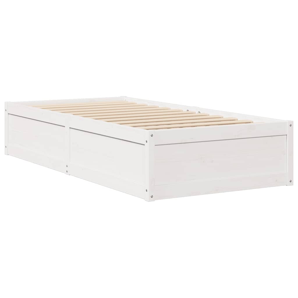 vidaXL Bedframe zonder matras massief grenenhout wit 75x190 cm