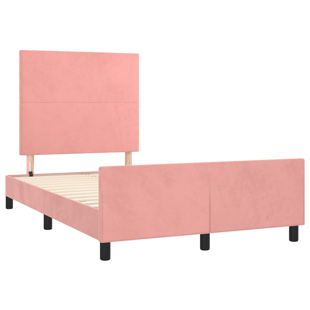 vidaXL Bedframe met hoofdeinde fluweel roze 120x200 cm