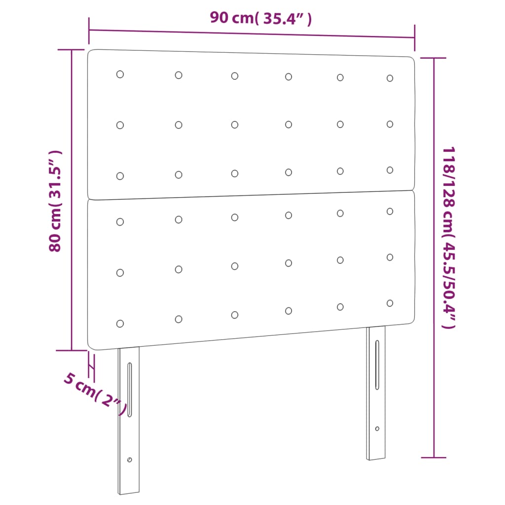 vidaXL Hoofdbord LED 90x5x118/128 cm fluweel zwart