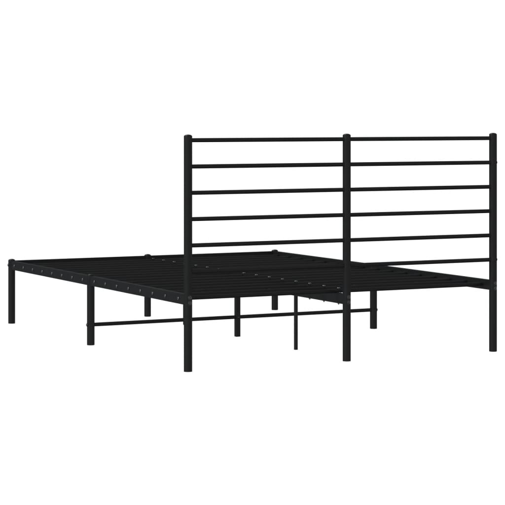 vidaXL Bedframe met hoofdbord metaal zwart 135x190 cm