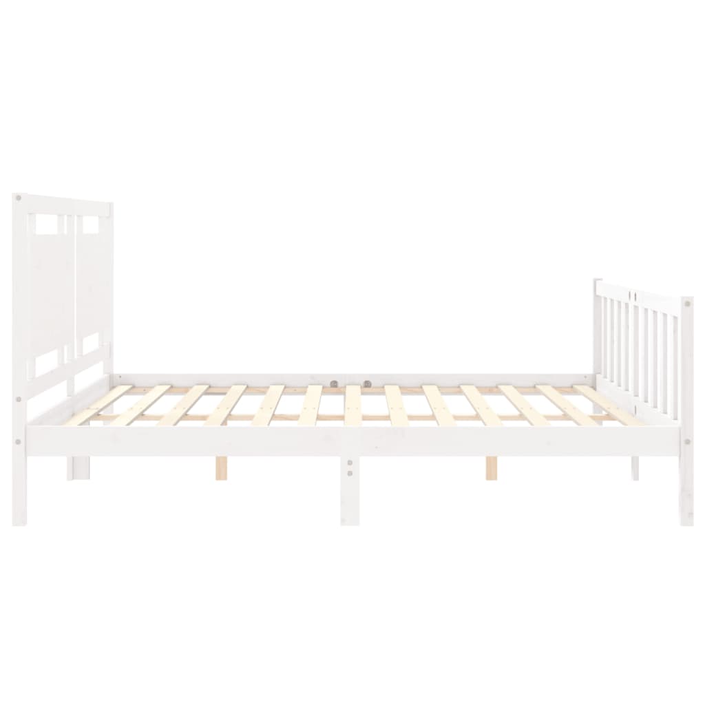 vidaXL Bedframe met hoofdbord massief hout wit 180x200 cm