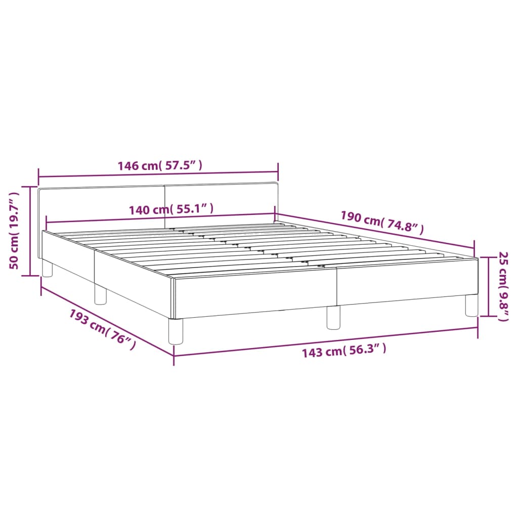 vidaXL Bedframe zonder matras 140x190 cm fluweel donkerblauw