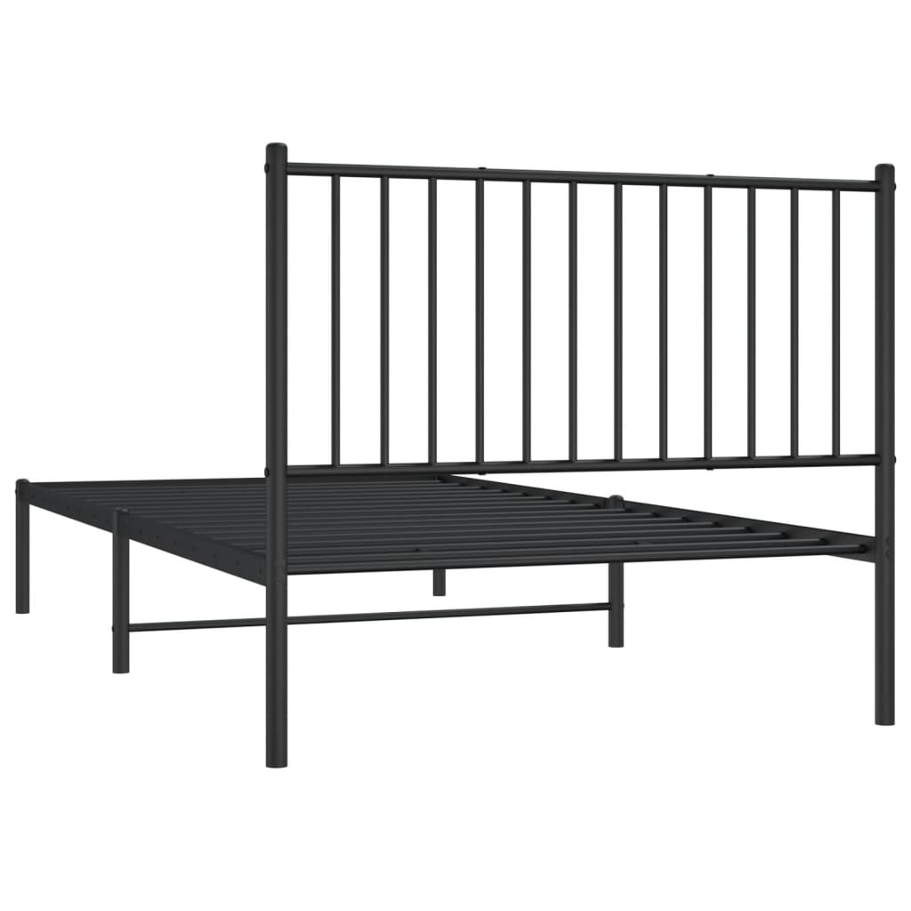 vidaXL Bedframe met hoofdbord metaal zwart 100x200 cm