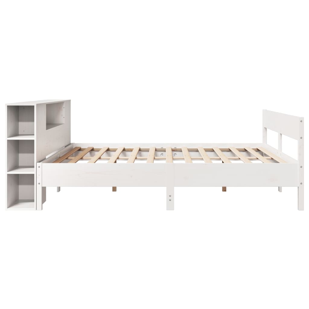 vidaXL Bed met boekenkast zonder matras grenenhout wit 180x200 cm