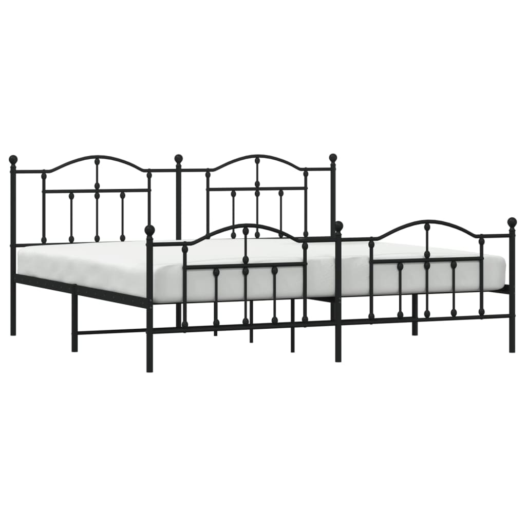 vidaXL Bedframe met hoofd- en voeteneinde metaal zwart 200x200 cm