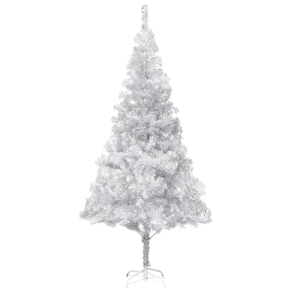 vidaXL Kunstkerstboom met verlichting en kerstballen 240 cm PET zilver