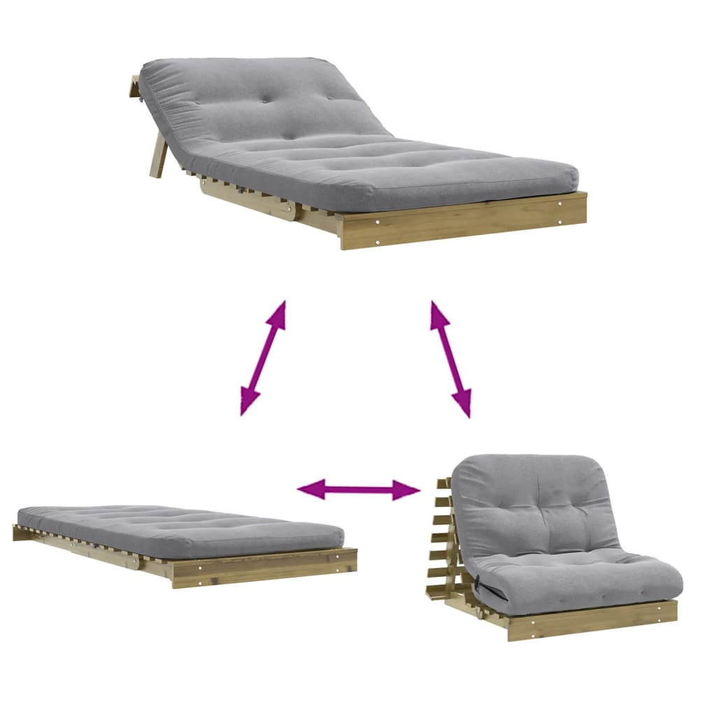 vidaXL Futon slaapbank met matras 100x206x11 cm geïmpregneerd hout