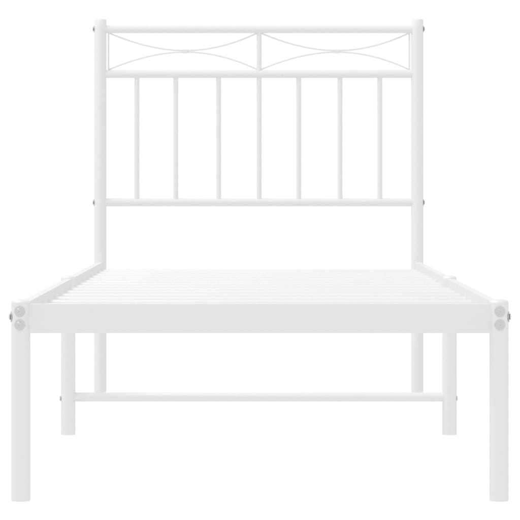 vidaXL Bedframe met hoofdbord zonder matras metaal wit 75x190 cm