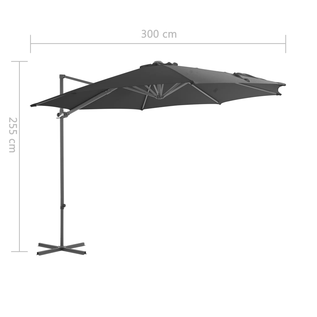 vidaXL Zweefparasol met stalen paal 300 cm antracietkleurig