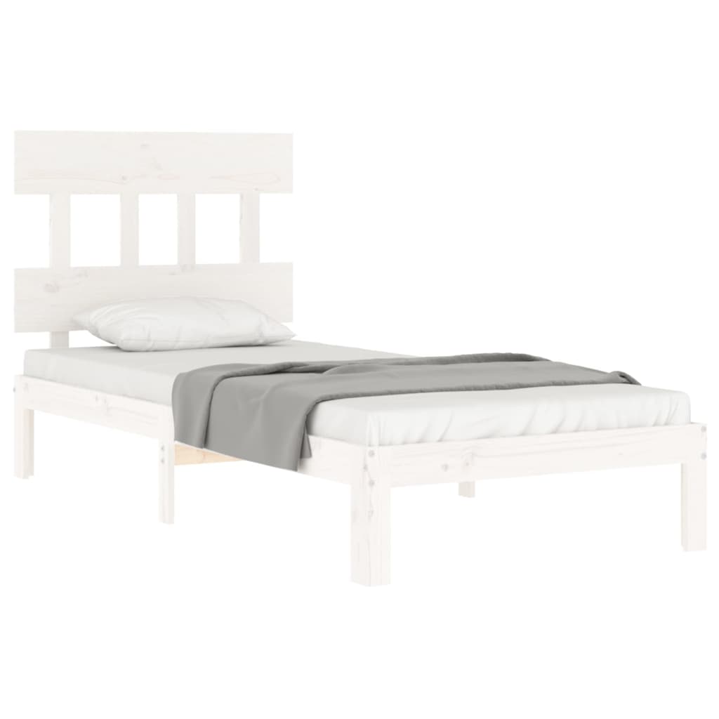 vidaXL Bedframe met hoofdbord massief hout wit