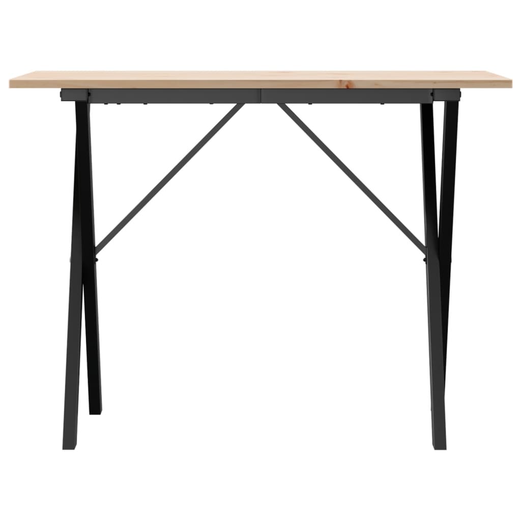 vidaXL Eettafel X-frame 100x50x75 cm massief grenenhout en gietijzer