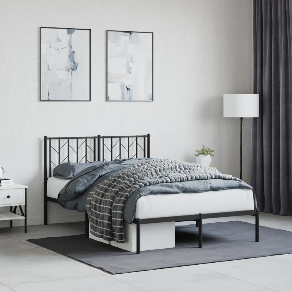 vidaXL Bedframe met hoofdbord metaal zwart 120x190 cm