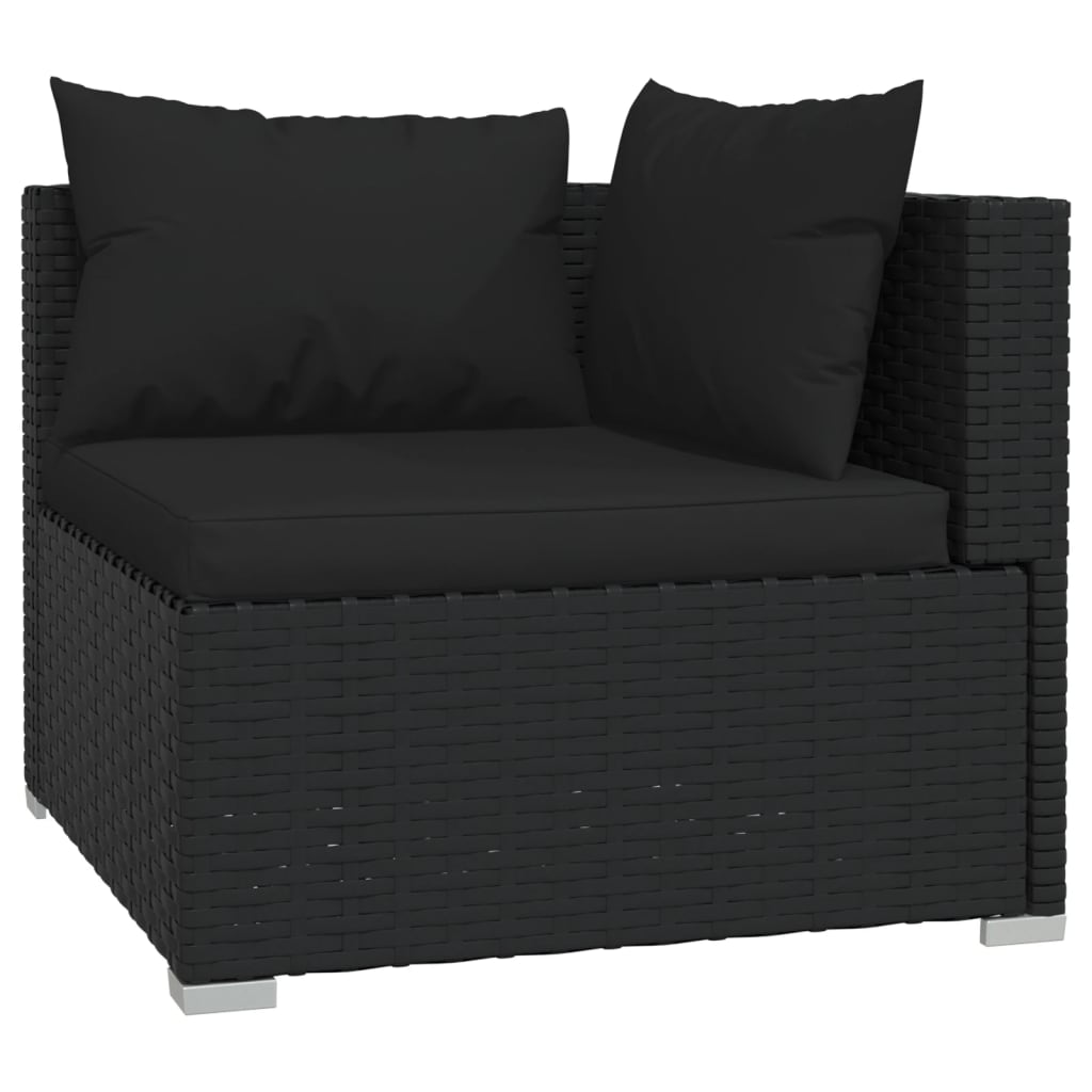 vidaXL 9-delige Loungeset met kussens poly rattan zwart