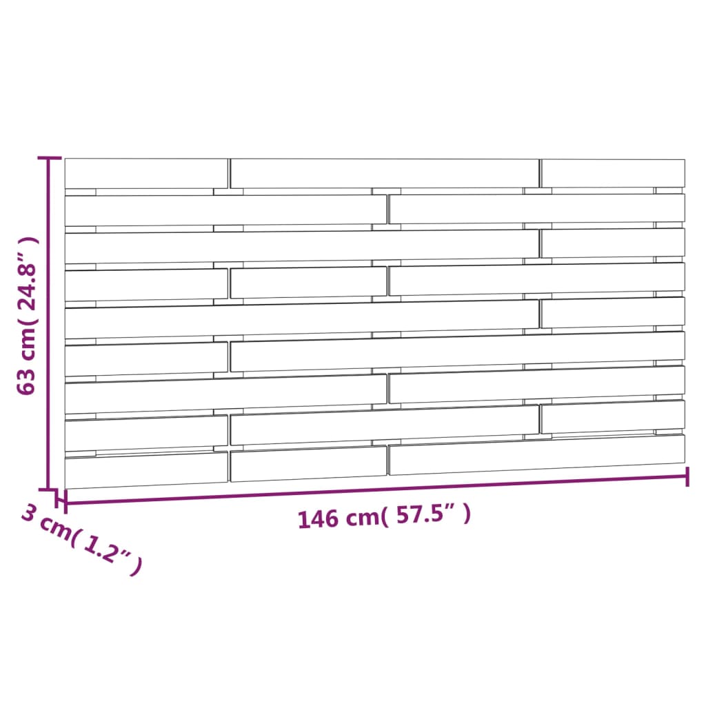 vidaXL Hoofdbord wandmontage 146x3x63 cm massief grenenhout