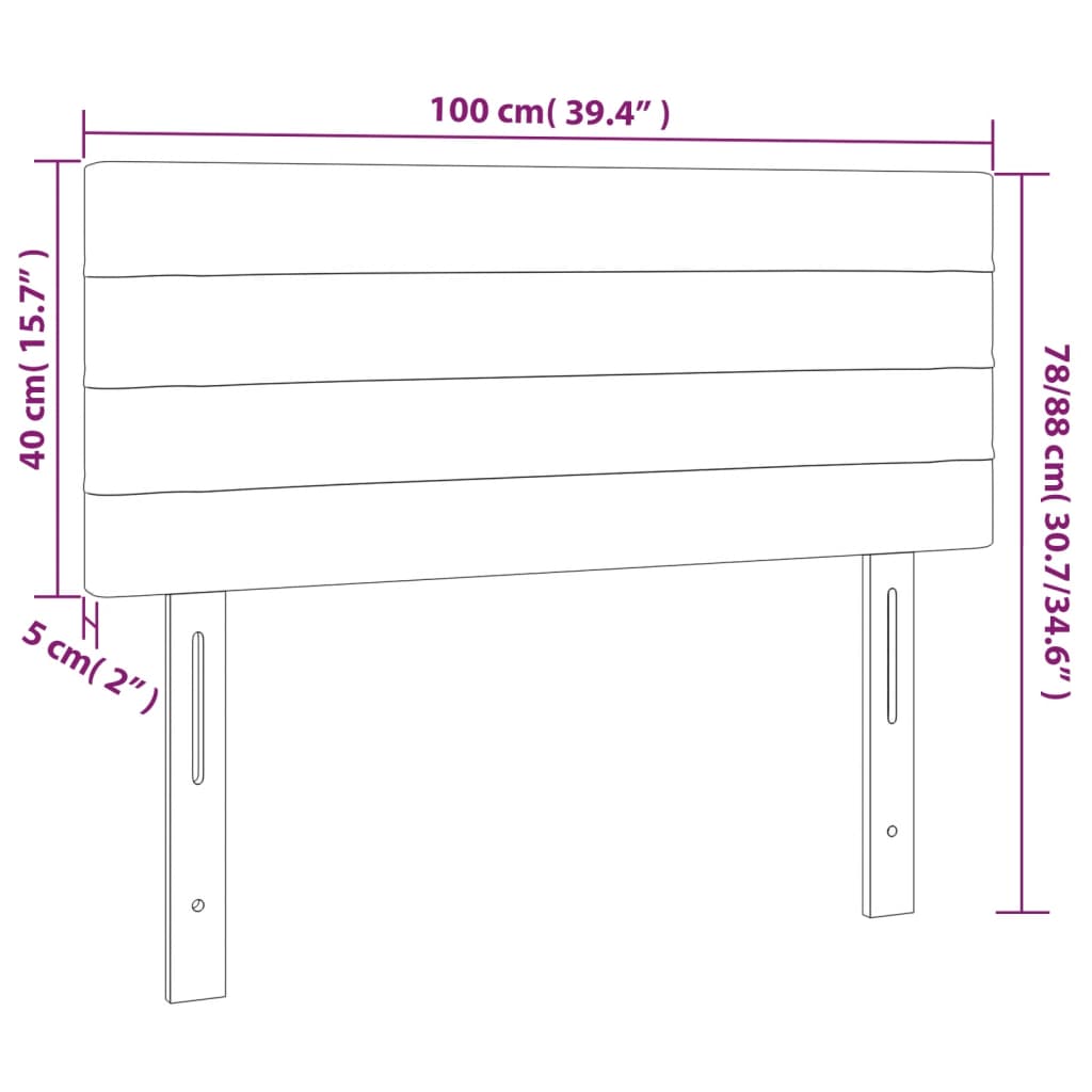 vidaXL Hoofdbord 100x5x78/88 cm stof lichtgrijs