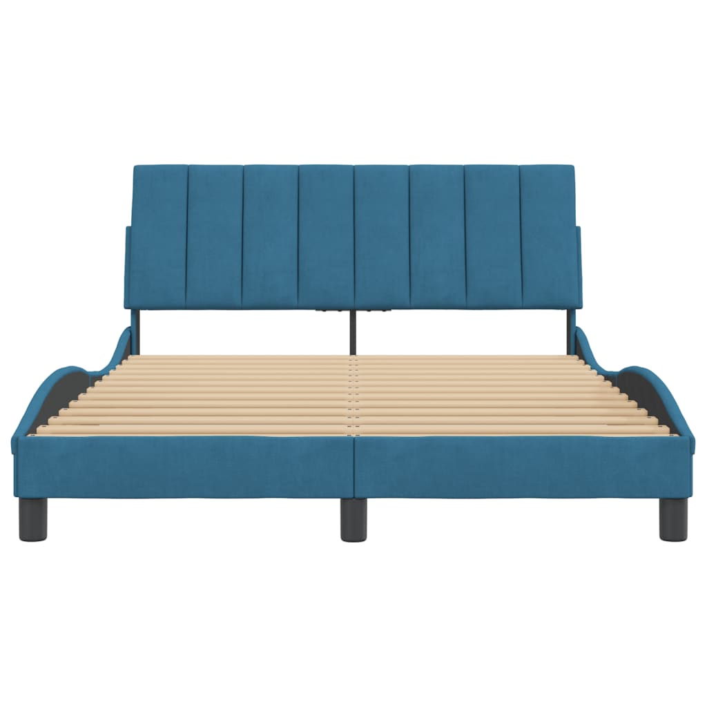 vidaXL Bedframe met hoofdeinde fluweel blauw 140x190 cm