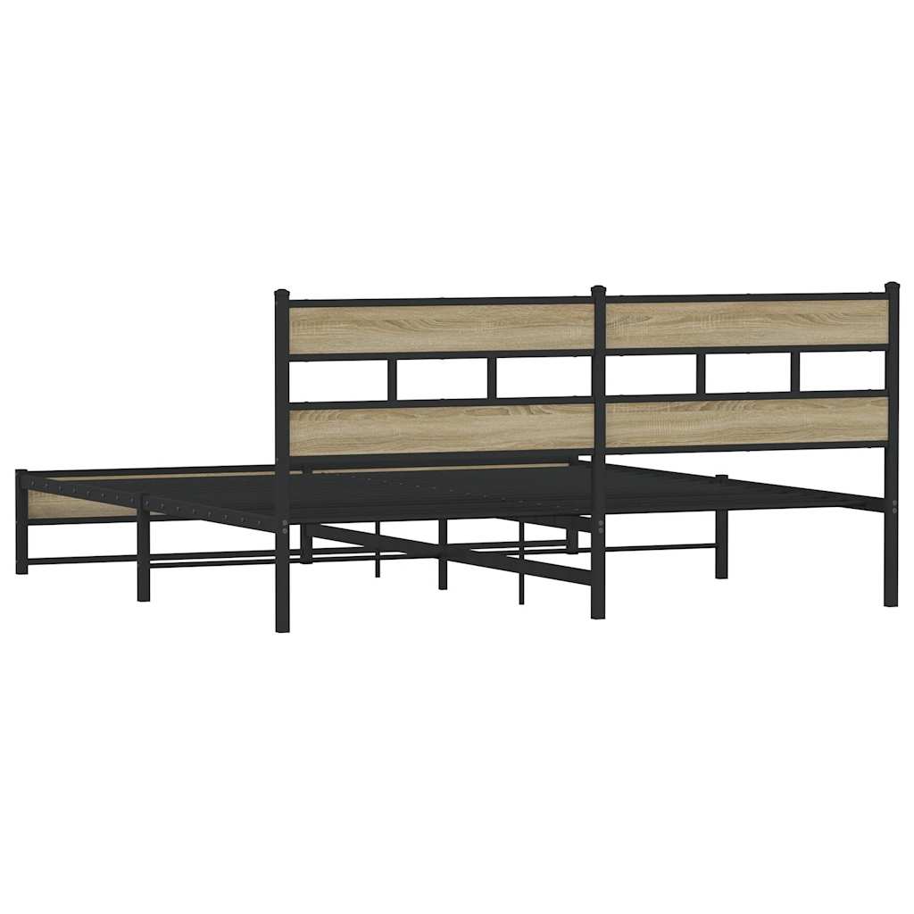 vidaXL Bedframe zonder matras metaal sonoma eikenkleur 200x200 cm