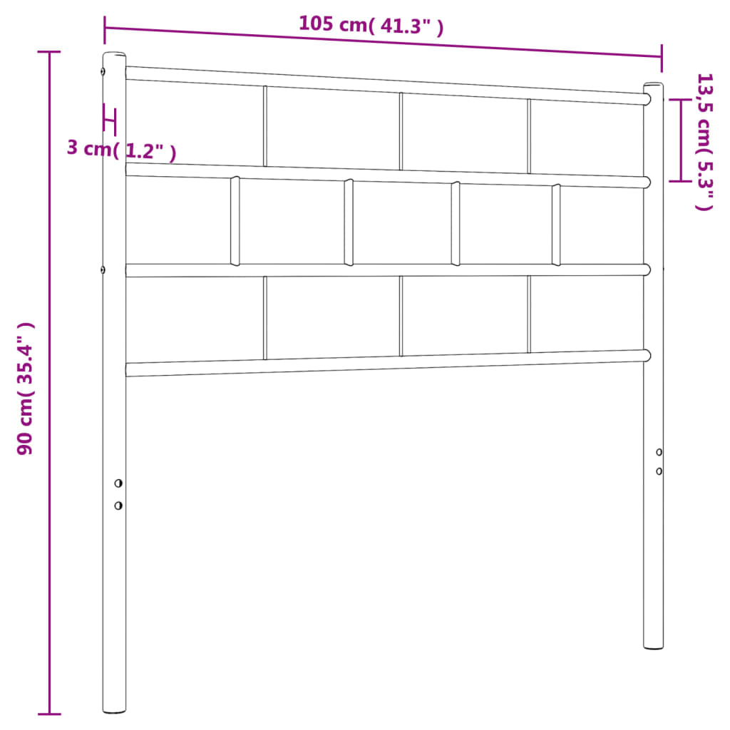 vidaXL Hoofdbord 100 cm metaal wit