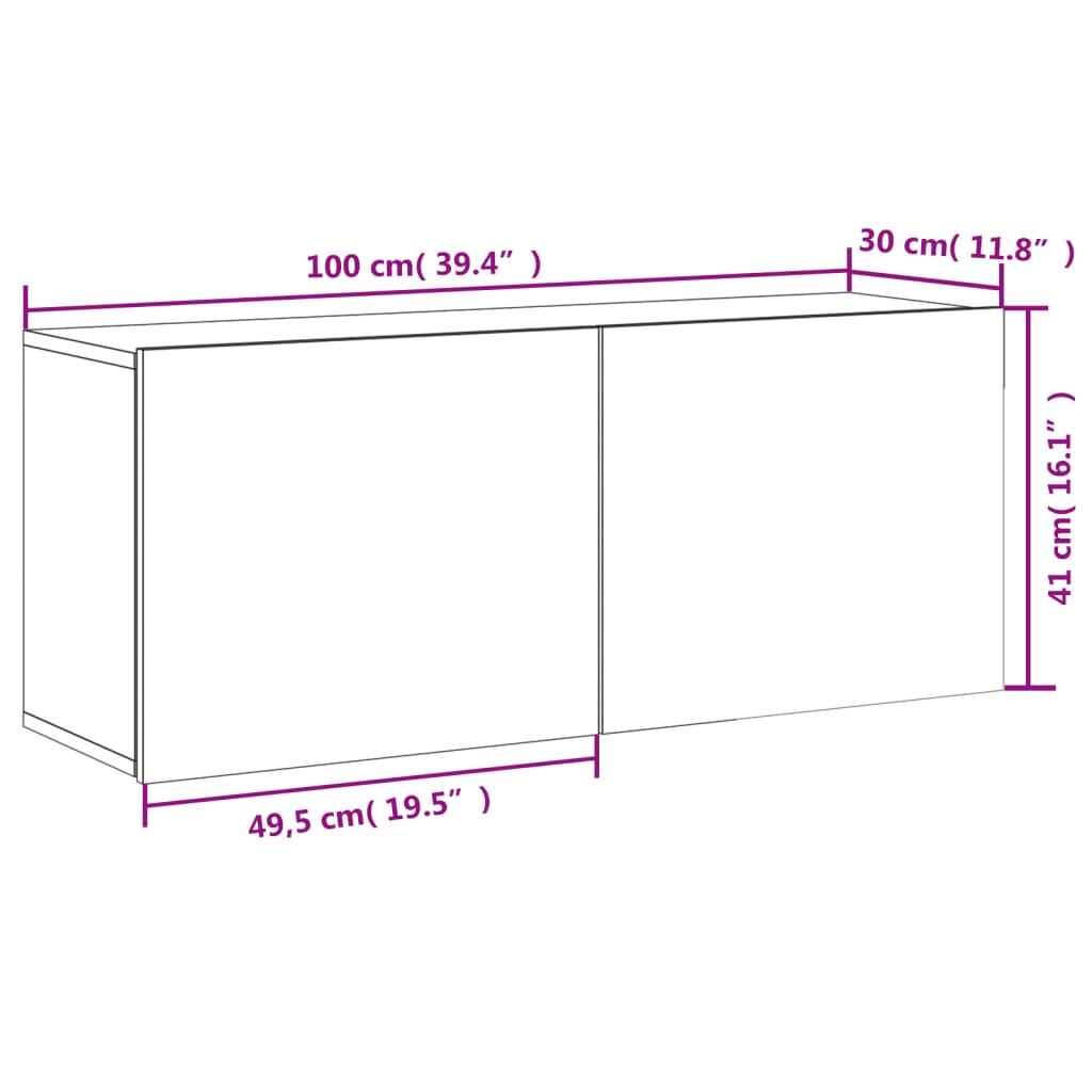 vidaXL Tv-meubel wandgemonteerd 100x30x41 cm grijs sonoma eikenkleurig