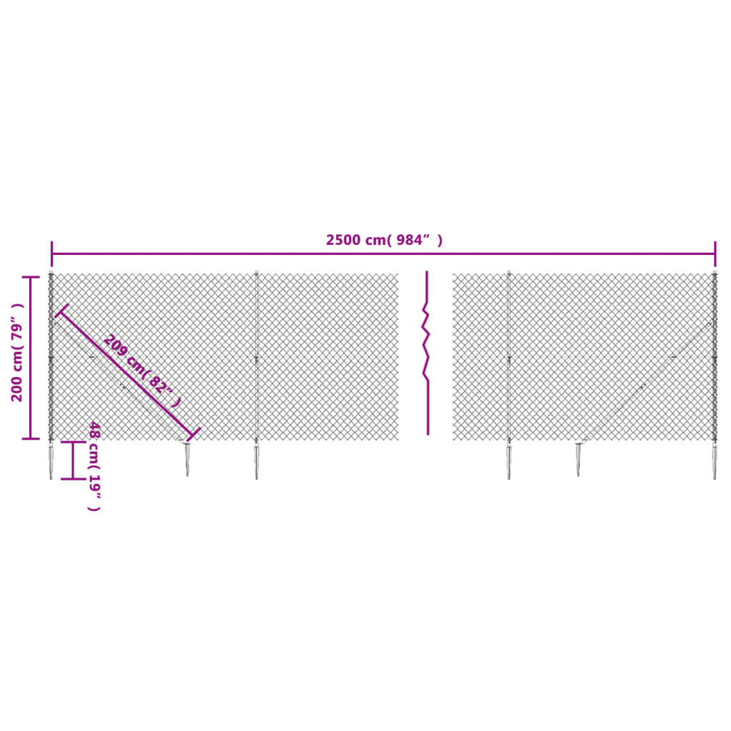 vidaXL Gaashek met grondankers 2x25 m groen