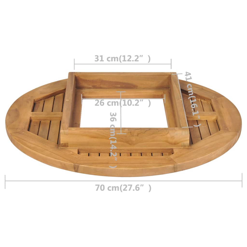 vidaXL Tafelblad voor bierkrat 70 cm teakhout