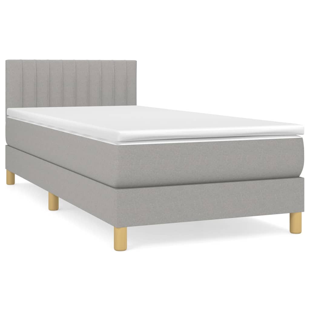 vidaXL Boxspring met matras stof lichtgrijs 80x200 cm