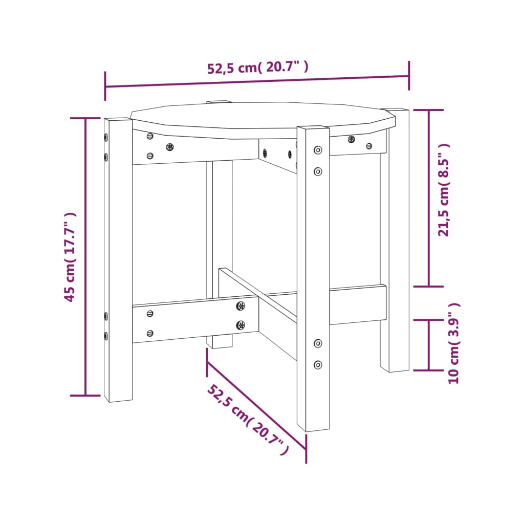 vidaXL Salontafel Ø 52,5x45 cm massief grenenhout wit