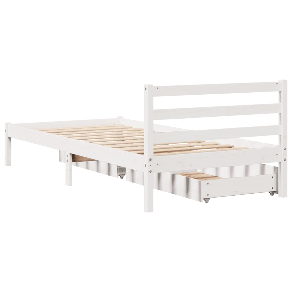 vidaXL Bedframe zonder matras massief grenenhout wit 75x190 cm