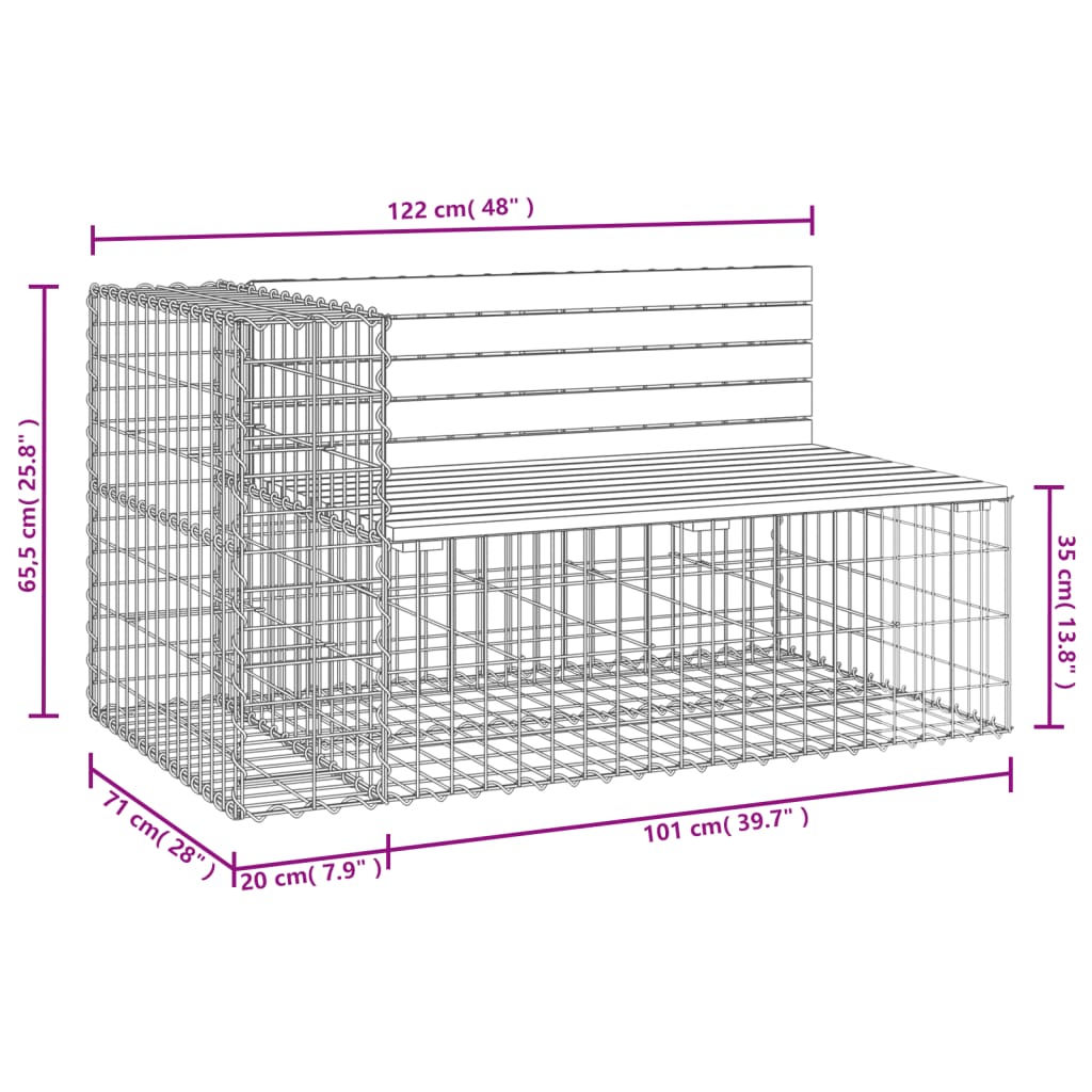 vidaXL Tuinbank schanskorfontwerp 122x71x65,5 cm massief douglashout