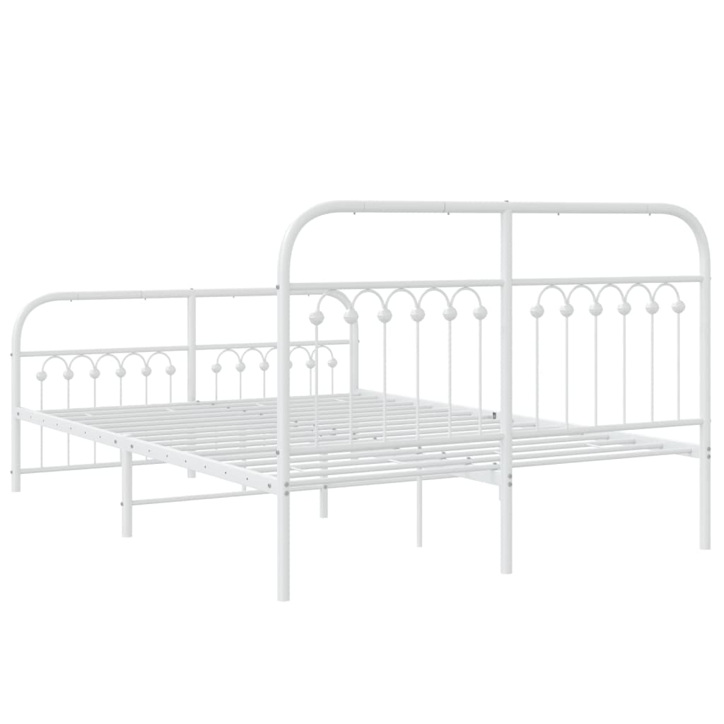 vidaXL Bedframe met hoofd- en voeteneinde metaal wit 140x190 cm