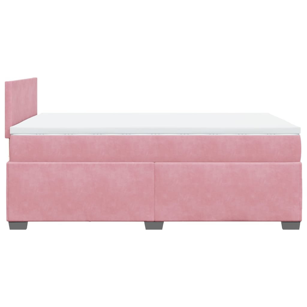 vidaXL Boxspring met matras fluweel roze 120x200 cm