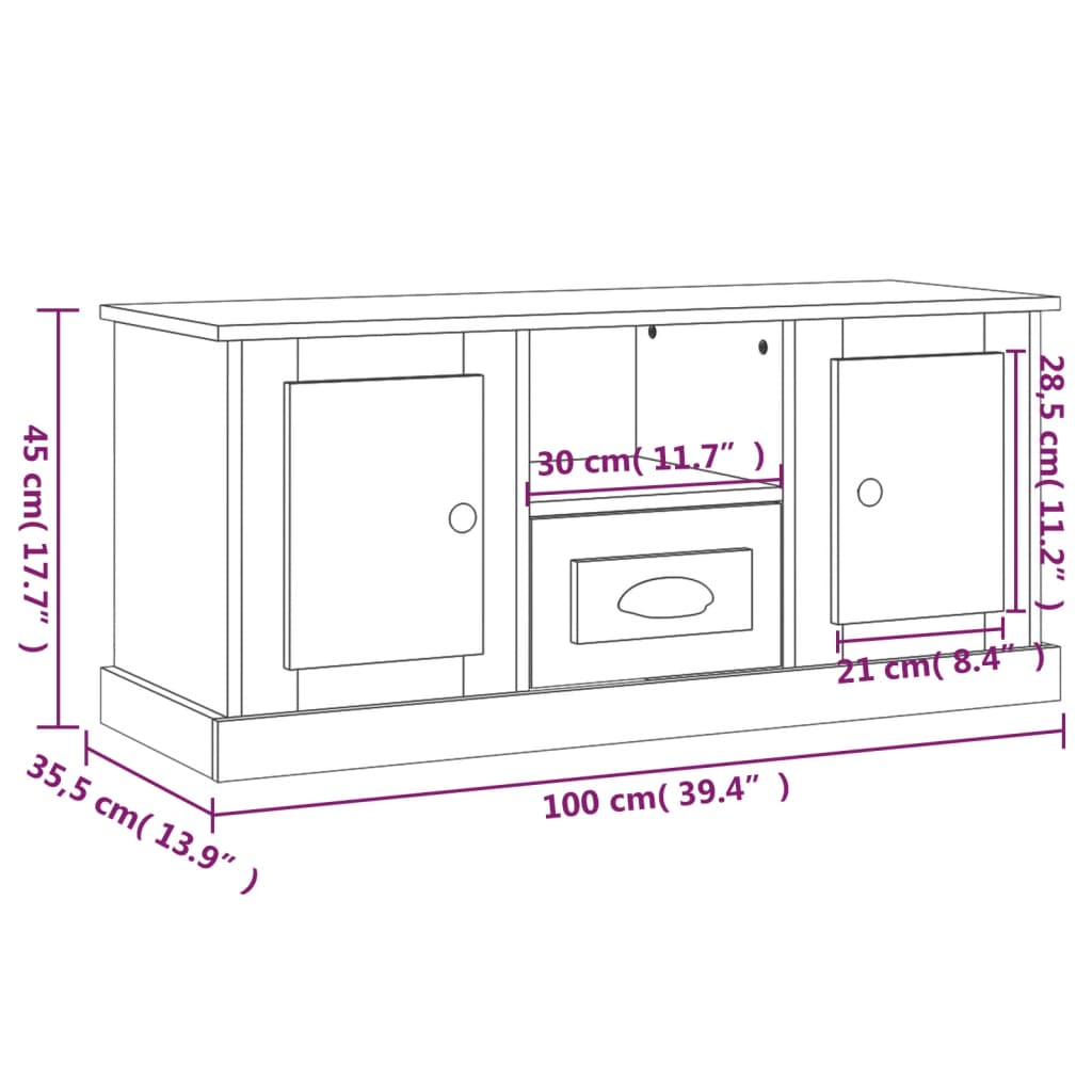 vidaXL Tv-meubel 100x35,5x45 cm bewerkt hout sonoma eikenkleurig