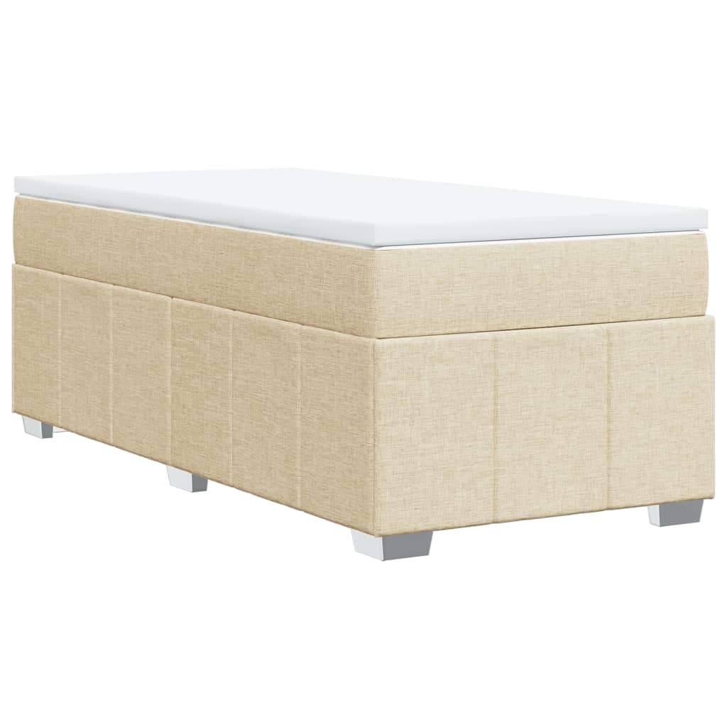 vidaXL Boxspring met matras stof crèmekleurig 80x200 cm